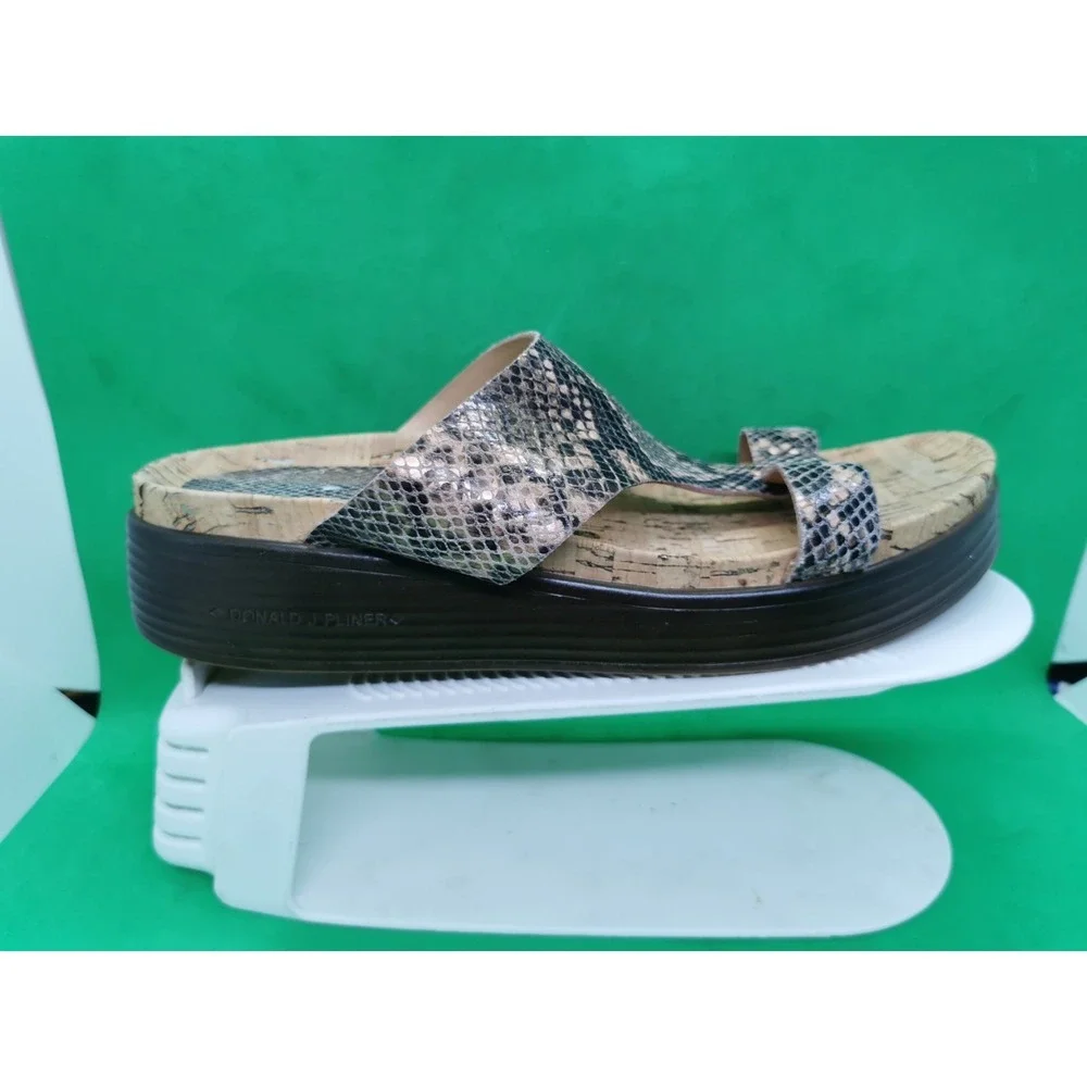 DONALD J PLINER Met Bronze Python FAINA Platform Cork Sandal Size 8.5 M